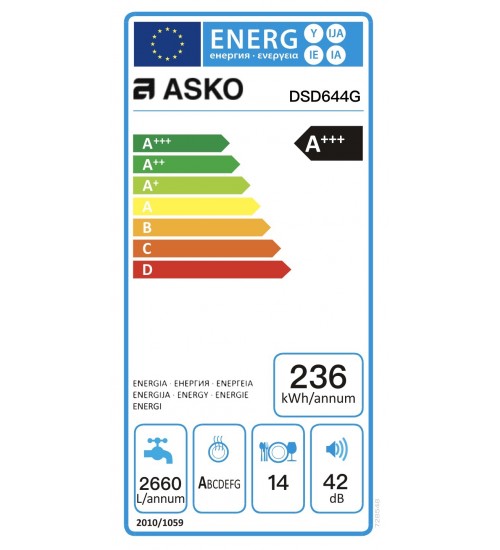 ASKO 14套全嵌入式洗碗机欧洲原装进口DSD644G 